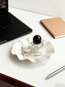 1/2Pcs Ruffled Wave Ceramic Tray (8.07*7.48Inch) | White Scallop Style For Jewelry Organizer & Indoor/Outdoor Decor Gifts For Women,Mum Gifts,Gifts,Flowers,Stamen,Diy,Room Decor,Bedroom Decor,Plants,Wedding Decirations,Gifts For Girlfriend,Flower Box,Crochet Flowers,Bridal Bouquet,Wedding Flowers, - Multicolor - View 3