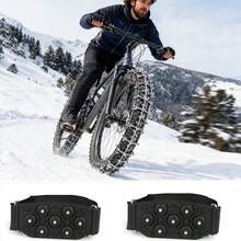 2pcs Bicycle Tire Anti-Slip Pads - Heavy Duty Anti-Slip Grip, Adjustable Easy-To-Carry 7-Teeth Ice Cleats, Suitable For Mountain/Road/Commuter Bikes - All-Weather Tire Tread Pattern, Enhanced Traction On Snow, Ice, Mud, Sand - Winter Bicycle Safety Accessories, Bicycle Tires, Snow Riding, Textured Grip Design
