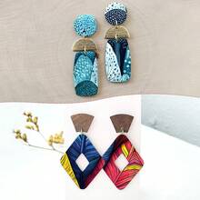 1 件华丽抽象油画系列图案软陶瓷耳环水转印纸彩绘豹纹手工粘土一次性水溶性贴纸 - 彩色 - 查看 9