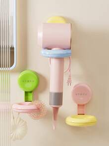 1pc Bathroom Hair Dryer Holder Wall Mount Rack, Suction Cup No Drilling Required - Multicolor - View 5