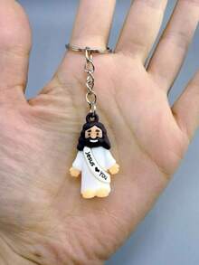 1pc Multicolor Creative Cartoon Jesus Love You Pendant Keychain, Small Jesus Doll Hide And Seek Sunday, Party Favor Gifts, Miniature Jesus Chamrs, Christian Toys Pendant, For Bag Charms Car Keychain Accessories, Christmas Decor Home And Party, Best Christmas New Year Gift For Friends - Multicolor - View 12