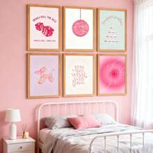 6 件无框帆布粉色学院风海报，适用于房间美学 Taylor Affirmations 海报帆布墙艺术歌手香槟问题印刷品卧室宿舍墙壁拼贴画 8 X 10 英寸/20 X 25 厘米 - 彩色 - 查看 4