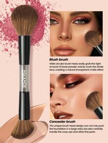 MAANGE 12pcs Professional Dual-Ended Makeup Brush Set, Including Angled Foundation Brush, Contour Brush, Blush Brush, Powder Brush, Eyeshadow Brush, Eyeliner Brush, Eyebrow Brush, Concealer Brush, Highlighter Brush And Blending Brush, Soft Bristles, Portable Travel Set, Gift For Women And Girls