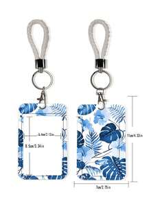 1pc ABS Floral Series Fashion Personalized Cartoon Pull-Push Card Holder, Student Wristband Card Holder, Fresh Plant Pattern, ID Bus Protection Case, Student Campus Card Protection Case - Multicolor - View 10