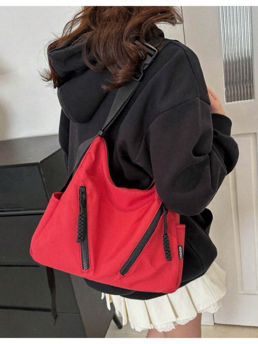 Women's Large Nylon Shoulder Bag Casual Capacity Lightweight Messenger Bag[1637] - Đỏ - Xem 1