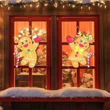 2Pcs Christmas Door Sign Wooden Gingerbread Hanging Decor For Window Wall Home Holiday Party Decorations  Presents - Multicolor - View 2