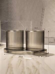 2 Pieces Transparent Minimalist Mouthwash Cup Set, Bathroom Accessory Set - Couple Mouthwash Cup Set, Transparent Design, Suitable For Home And Travel. Light Luxury Couple Wash Cup And Dental Cup Set. Bathroom Tools, Household And Daily Necessities, Convenient And Practical