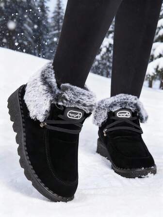 Bottes de neige épaisses et chaudes pour femmes grandes tailles 36-45, tige courte, bout rond, antidérapantes, doublure épaisse, bottes d'hiver
