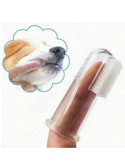 Escova de dentes para animais de estimação - Adequada para cães e gatos - Silicone macio para limpeza suave dos dentes, cerdas redondas e design ergonômico do cabo, fácil de limpar, promovendo a higiene bucal por meio de cerdas de silicone suaves, cuidado bucal suave, controle eficaz da placa bacteriana e do tártaro