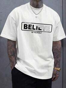 Hombres Camiseta con estampado de slogan - Albaricoque - Ver 9