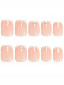 ARTAUG 240片短方形透明美甲贴纸，简约黑白法式美甲亮面人造指甲，适合日常工作、学习、派对DIY美甲，女士按压式美甲贴片 - 彩色 - 查看 5