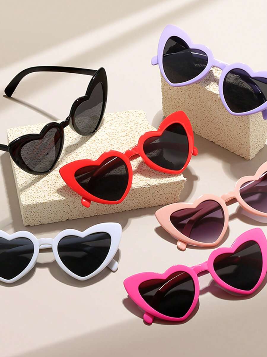 10副女士心形时尚眼镜，时尚猫眼心形时尚眼镜，复古可爱时尚眼镜 - 彩色 - 查看 1