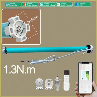 Tuya Wifi AC100-240V Smarta Gardiner Motor Rullgardiner För Fönster Upp Till 37mm 38mm Rör Jalusi Elmotor Automatiskt Skuggningssystem Fjärrstyrd Röststyrning Alex Yandex Alice