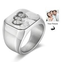 1PC Personalized Portrait Memorial Jewelry,Engraved Photo Ring,Photo Engraved Ring,Personalized Picture Ring