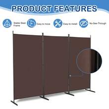 6FT Trifold 130g Polyester Fabric Plastic Foot Carbon Steel Frame Foldable Screen Brown - Brown - View 6