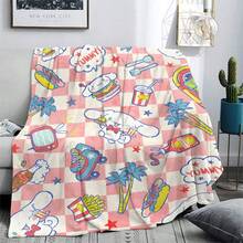 Sanrio 1 pătură Sanrio Cinnamoroll cu imprimeu digital, cu personaje de desene animate, caldă, moale, perfectă pentru canapeaua din sufragerie sau patul din dormitor