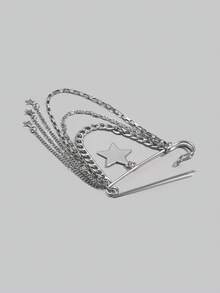 DareSee 1件装女士星形合金电镀时尚胸针，约会礼物，圣诞礼物 - 銀色 - 查看 5