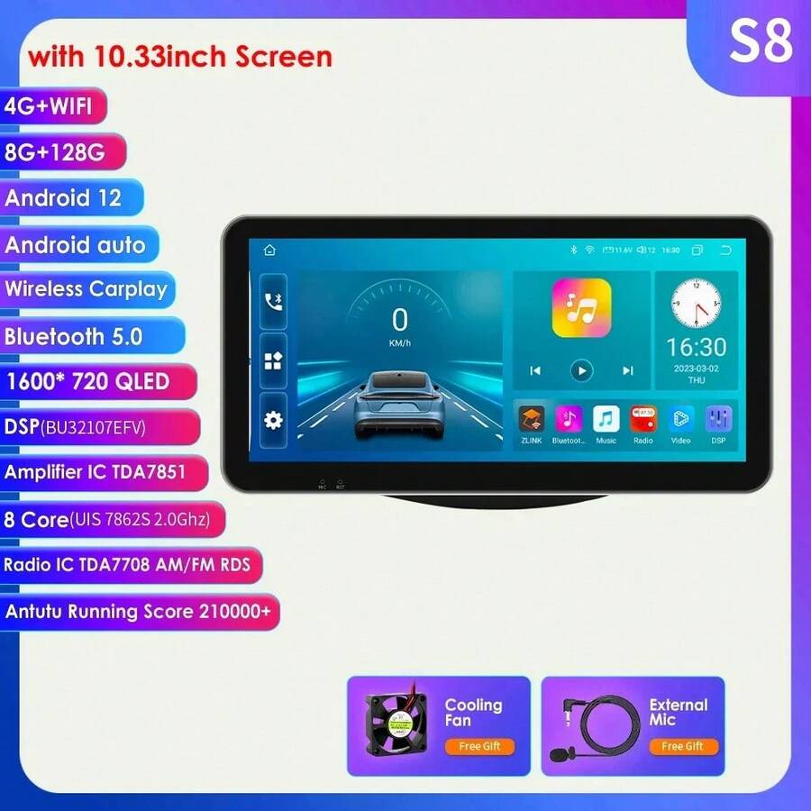 9"7862 Android Auto Car Radio GPS Stereo For RAV4 Rav 4 2006-2012 Multimedia Player 4G 8Core Carradio Carplay HeadUnit - 10.33吋S8 - 查看 1