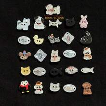 15/25 件套可爱动物纽扣，不对称设计，小狗、小猫、动物园动物 DIY 工艺装饰配件