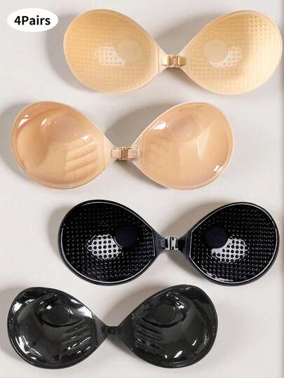 2 Pairs Of Thickened Push-Up Invisible Bras With Transparent Shoulder Straps, 3cm Thickened Small Breast Enlargement Invisible Breast Enhancement