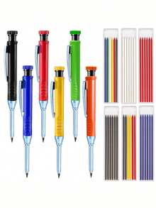 1PC Woodworking Mechanical Pencil, Replaceable Lead, Multiple Colors, Single Color Metal Pencil For Woodworking, 45mm Long, With Pencil Sharpener And Marking Tool, Suitable For Construction And Woodworking, Long Nose Deep Hole Mechanical Marking Pen, Suitable For Woodworking, Drawing, And Construction Tools, Built-In Sharpener, Metal Long Head Deep Hole Woodworking Pencil, Professional Engineering Woodworking Pen, Quick Drying Hook Marking Pen