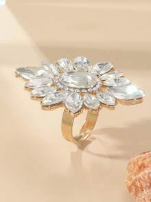 1 Stück Boho-Stil Sonnenblumen Geometrie Strass offener Ring