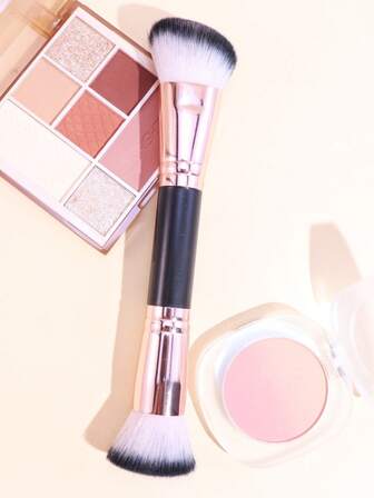 新款二合一双头面部化妆刷+美妆蛋，腮红刷、散粉刷、修容刷，多功能化妆刷，化妆工具，节日礼物，粉底刷、遮瑕刷、腮红刷、修容刷、腮红刷、古铜粉刷、散粉刷、粉底刷、腮红刷