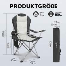 Homecall Campingstuhl Faltbar 150kg Belastbar Campingstuhl Hochlehner 108cm mit Lendenwirbelstütze, Gepolstert Klappstuhl Camping Stuhl Angelstuhl Faltbar für Garten Picknick