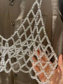 DEKUNER 1pc Simple Faux Pearl Halter Tops Teen Style Cute Beaded Beautifully Cami Vest Can Be Paired With A Suit Sweater