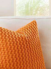 1pc/2pcs Set Semi-Circle Geometric Pattern Pillow Case, Canvas Circle Velvet Embroidery Crafted Square Cushion Cover, For Daily Use In Bedroom, Living Room, Sofa, Yard, Garden Decor, Without Core 30*50cm 45*45cm - Orange - View 4