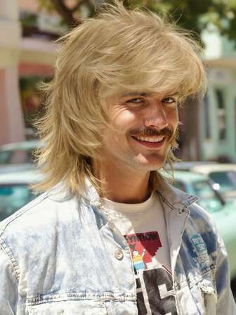 Mullet Herrperuk Punkrockperuk Disco Glamour Festperuk Högdensitet Värmebeständig Andningsbar Rosa Nätmössa Lämplig För Musikfestival Karneval Halloween Julfest Rollspel