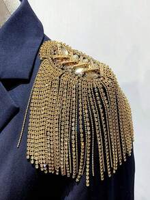 1pc Fashionable Versatile Exquisite & Elegant Tassel Epaulette Accessory Jewelry For Men, Suitable For Business & Daily Wear,Pin Not Included - 金黃色 - 查看 1