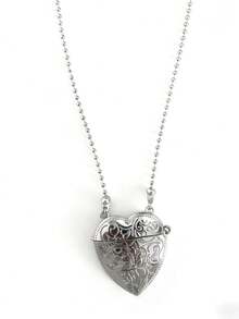 1pc Minimalist Fashion Long Heart-Shaped Pendant Necklace, Suitable For Sweater Chain