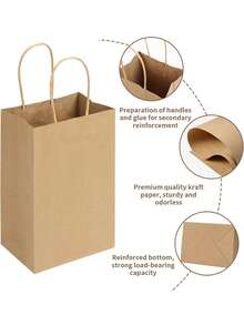 5.9x3.1x8.3 Inch Brown Kraft Paper Bag With Handle, Large Capacity Shopping Bag, Reusable Storage Bag, Retail Bag Suitable For Small Business, Shopping, Merchandise, Birthday Wedding Party Gift Bag, Merchandise Bag, Daily Necessities