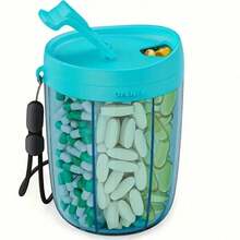 Large Pill Organizer, Supplement Organizer For Holding 6 Various Vitamins, Pill Box Case With Anti-Mixing & Wide Opening Design, Medication Dispenser For Easy Meds Retrieval, Medication Sorting | Stylish Medication Holder | Pill Box - - 藍色的 - 查看 12