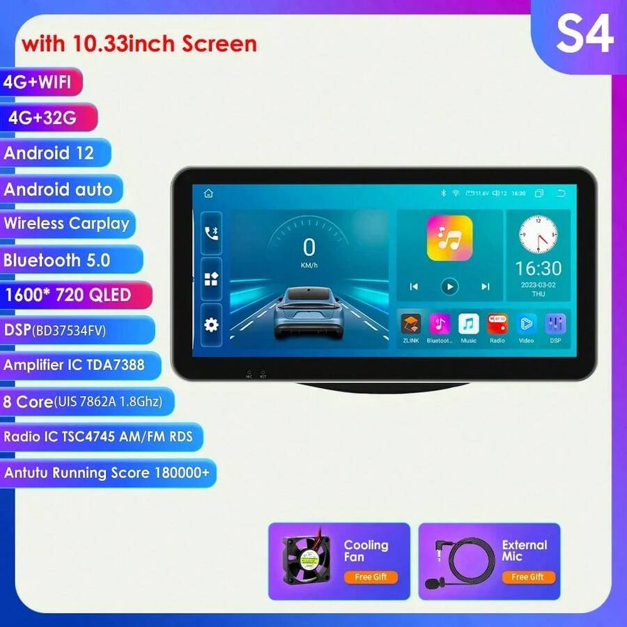 9"7862 Android Auto Car Radio GPS Stereo For RAV4 Rav 4 2006-2012 Multimedia Player 4G 8Core Carradio Carplay HeadUnit - 10.33吋S4 - 查看 1