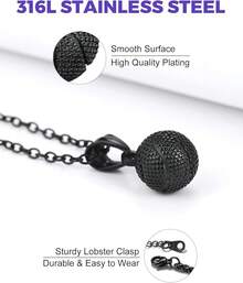 Richsteel 3D/Basketball/Soccer/Baseball Ball Boxing Glove Cool Pendant Men, 316L Stainless Steel Sneaker Chain,Sport Fan Jewelry - 02-黑色籃球 - 查看 2