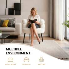 CHIQUERID Vanity Chair,Comfy Flannel Chair,Makeup Chair,Vanity Chair With Back,Furry Arm Chair,Office Furniture,White Office Chair,Chair For Bedroom/Living Room/Dressing Room/Home Office - 白色 - 查看 3