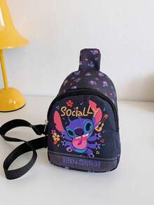 Disney 幼儿儿童包，迷你超小零钱包，男女童小腰包，时尚胸包，可爱零钱包，卡通史迪奇收纳袋，多功能收纳袋，派对礼物斜挎包，户外运动包 - 胸包 - 查看 7