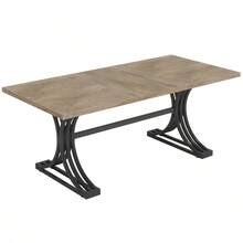 LITTLE TREE 63-Inch Rectangular Dining Table For 4 To 6, Modern Kitchen Table With Stylish Metal Trestle Legs, Large Dinner Table For Dining Room, Chair Not Included - Xám đen - Xem 11