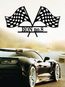 1pc Customized Racing Flag Metal Wall Decor - Personalized Name Racing Flag Metal Plaque - Customized Start And Finish Line Signs, Racing Driver Name Metal Signs, Checkered Flag Racing Club Logo, Race Decoration, Racing Sports Wall Decor - Multicolor - View 5