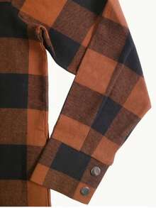 Camisa con botones y estampado de cuadros, camisa de manga larga informal para mujer, primavera y otoño