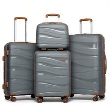 Trolley rigido in polipropilene 14" 20" 24" 28" con serratura TSA e ruote girevoli, valigia singola, set 3/4 pezzi disponibile, bagaglio viaggio vacanze, lavoro e gite familiari - Grigio - Visualizzare 12