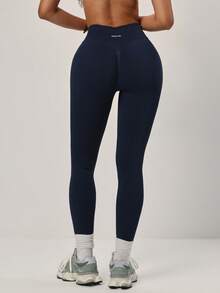 PinkTip 1件装女士纯色弹力骑行运动紧身裤，收腰显瘦，舒适贴身，适合户外徒步、瑜伽、健身、跑步等运动，紧身运动裤 - 藏蓝色 - 查看 6