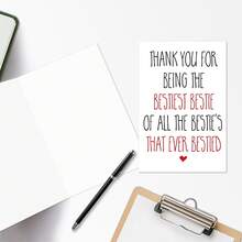 1 Set Funny Valentine's Day Friendship Thank You Cards, Humorous Thank You Cards For Best Friend, "Thank You For Being My Best Friend" Heart Greeting Card, Thank You Gift For Her, Cute Handwritten Style Thank You Card For Girlfriend - Multicolor - View 4