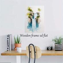 1pc Minimalist Japandi Waterfall Landscape Canvas Painting - Scandinavian Modern Wall Art Poster, Soft Greenish-Blue & Beige Nature Decor For Living Room, Bedroom, Office - Japandi Interior Design Print, Home Decoration, Framed Artwork, Home Decorators, 2D Flat, Perfect For Room Decor - Multicolor - View 5