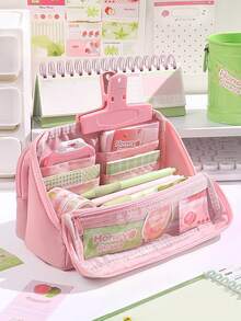 大容量可拆卸透明多口袋铅笔盒 - 便携式大号多功能学生笔袋，桌面立式文具盒，可收纳计算器、笔记本和钢笔 - 适合学校、办公室和旅行 - 适合学生、专业人士、男女通用，学校文具收纳盒，多功能收纳盒，拉链封口，单个铅笔盒，不含配件和贴纸