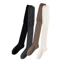 1/3/5 Pairs Women'S Warm Thick Calf Socks - Slim Fit, Solid Color With Side Stripes, Machine Washable, Perfect For Autumn & Winter Boots, Casual & Stylish Design, Winter Socks | Slim Fit Socks | Texture - Over-the-knee Socks - View 11