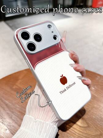 1 pieza Funda de teléfono de vidrio templado personalizada con patrón de manzana roja y blanca compatible con Samsung S24 Ultra/S25 Ultra y Apple 17 Pro Max/17 Air/16 Pro Max/15/14 Plus/13 Pro/12 Pro Max/11/Xs Max/8/7/6 Plus, linda, divertida, minimalista, funda de teléfono a juego, personalizada Kawaii, única, regalo ideal para novio, novia, familia, amigos