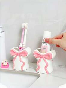 1个北欧风T型粉色牙刷架，化妆品收纳架，浴室台面装饰，美观的房间装饰，家居装饰，节省空间的收纳，适用于厨房、浴室、卧室 - 彩色 - 查看 6